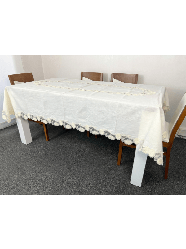 Cream Color Linen Table Cloth Set 160x220 cm Tableware flower