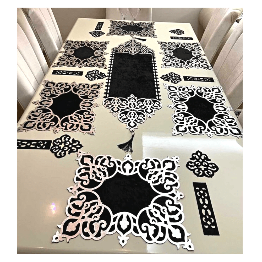 velvet table runner and placemats set