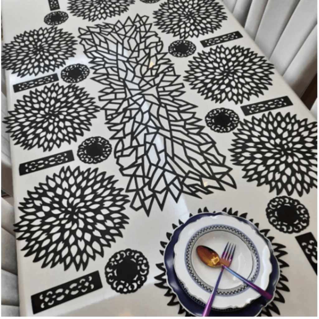 black table runner and placemat set of 6